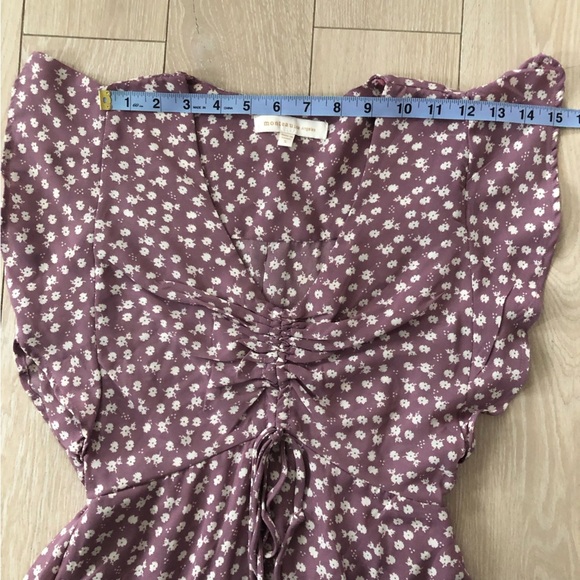Monteau Los Angeles Mauve Floral V Neck Chiffon Dress Size S - Picture 2 of 14